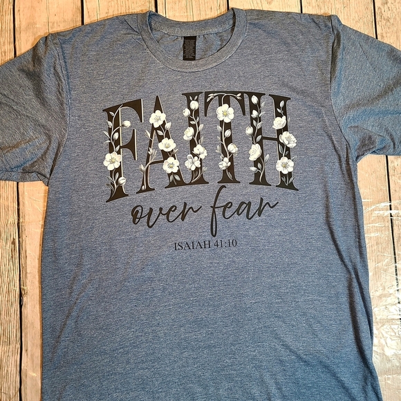 Faith Over Fear T-Shirt - Isaiah 41:10 Bible Verse  Tee - Christian Floral Tee - Picture 4 of 14